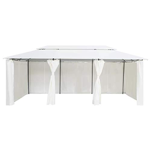 vidaXL Cenador con Cortinas Carpa para Fiestas Eventos Mobiliario Terraza Exteriores Patios Aire Libre Accesorios Hogar Bricolaje Blanco 600x298x270cm