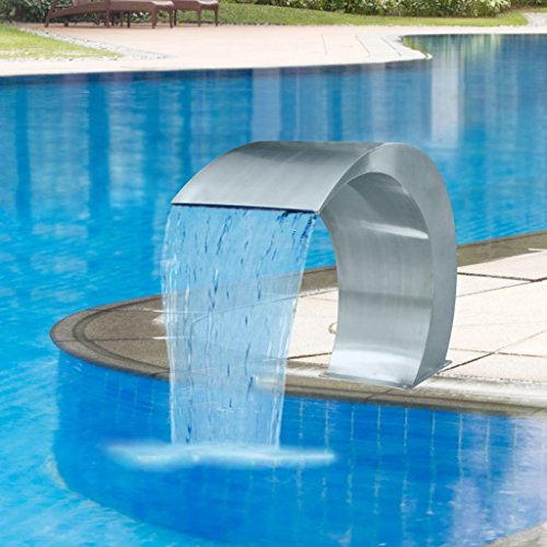 vidaXL Fuente Cascada para Piscina Acero Inoxidable 45x30x60cm Fuente Estanque