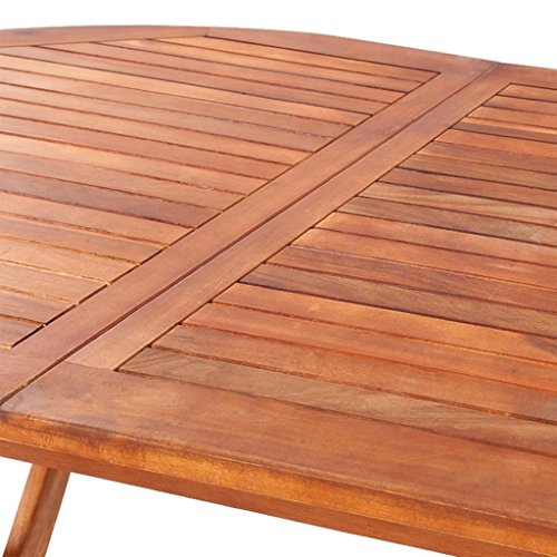 vidaXL Madera Acacia Maciza Mesa de Comedor Jardín Exterior Plegable Ovalada