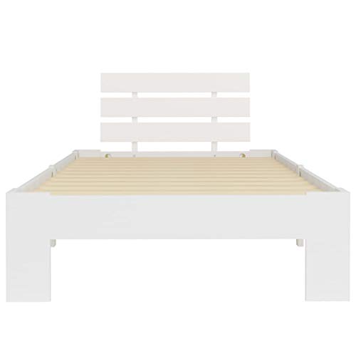 vidaXL Madera Maciza Pino Estructura Cama Somier Mobiliario Casa Clásica Práctica Cómoda Moderna Robusta y Duradera Sin Colchón Blanca 100x200cm