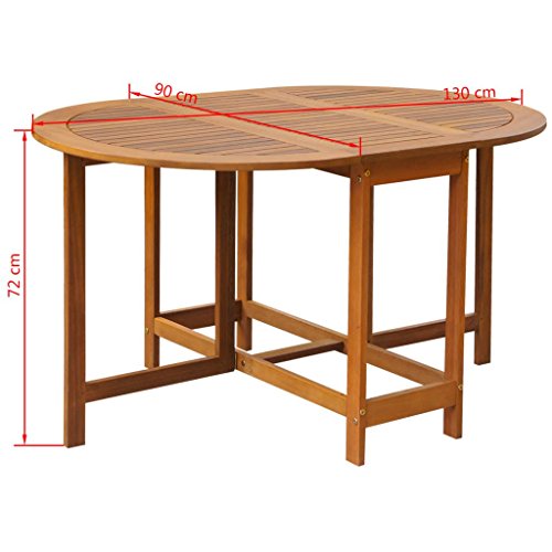 vidaXL Mesa para Exterior Jardín Ovalada de Alas Abatibles de Madera de Acacia