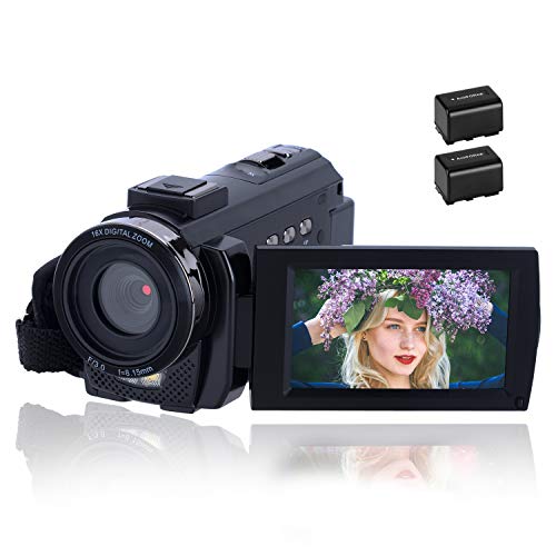 Videocámara 1080P CofunKool Video Camara 24MP FHD Vlogging Camera para Youtube, 270 ° Flipping 3.0" Pantalla táctil IPS con Control Remoto y 2 baterías rechargeables