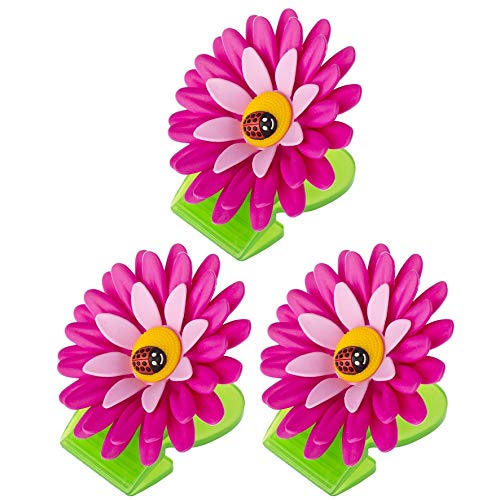 Vigar Flower Power Pinzas con Iman para Cocina, Material: ABS, Goma, PPN, Imán: Acero, Aluminio, Boro, Rosa, 8 x 8 x 2.5 cm, 3 Unidades