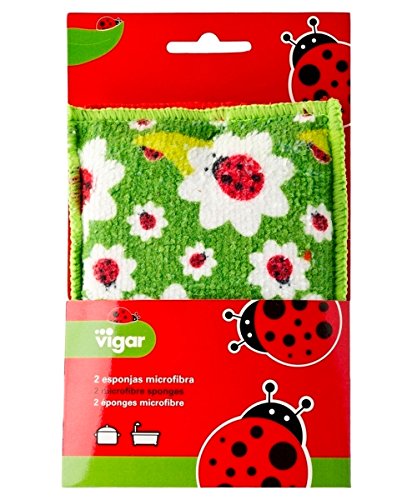 Vigar Ladybug - Pack de 2 esponjas de microfibra, doble uso