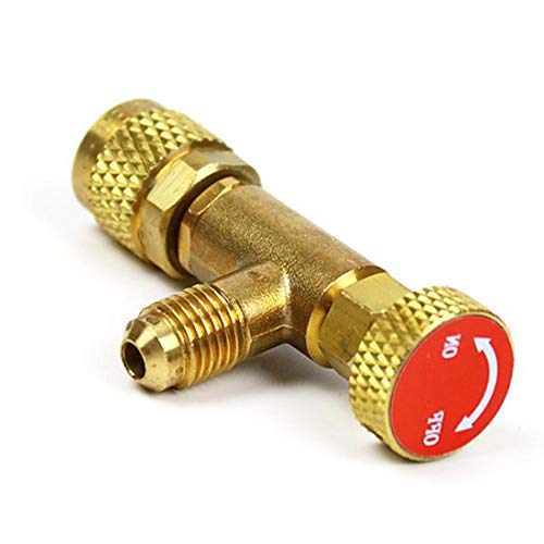 VIGORFLYRUN PARTS LTD 1pcs R410A Adaptador de Válvula Refrigerante de Aire Acondicionado 1/4" Macho A 5/16" SAE Manguera de Carga Femenina Válvulas de Control de Flujo Adaptador de Seguridad