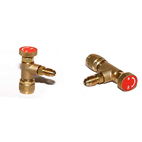 VIGORFLYRUN PARTS LTD 1pcs R410A Adaptador de Válvula Refrigerante de Aire Acondicionado 1/4" Macho A 5/16" SAE Manguera de Carga Femenina Válvulas de Control de Flujo Adaptador de Seguridad