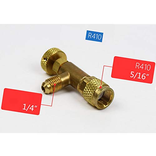 VIGORFLYRUN PARTS LTD 1pcs R410A Adaptador de Válvula Refrigerante de Aire Acondicionado 1/4" Macho A 5/16" SAE Manguera de Carga Femenina Válvulas de Control de Flujo Adaptador de Seguridad