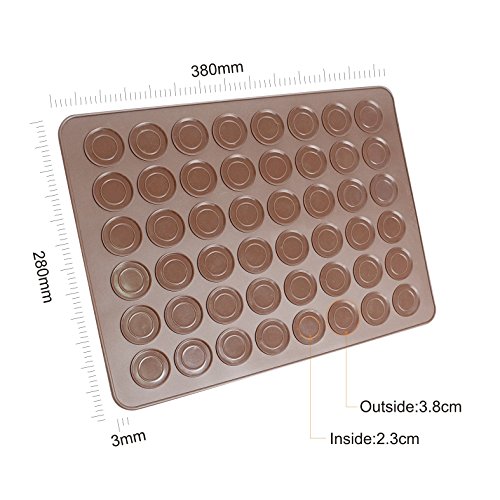 vigorlife Macaron Making Set- 48 capacidad Macaron alfombrillas de cocción de silicona antiadherente Bandejas de pasteles molde Bakeware – Molde para repostería con 4 boquillas, lápiz y decoración