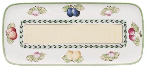 Villeroy & Boch Charm & Breakfast French Garden Fuente para tartas, 35x16 cm, Porcelana Premium, Blanco/Colorido