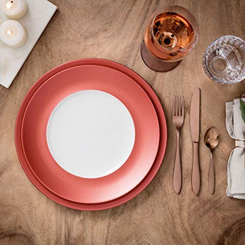 Villeroy & Boch Manufacture Plato llano Coupe, Porcelana Premium, Rojo (Glow)