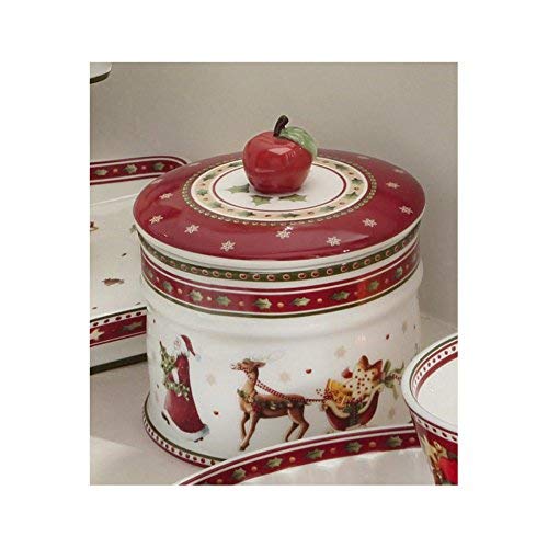 Villeroy & Boch Winter Bakery Delight Caja pequeña para pastas, Porcelana Premium, Blanco/Rojo