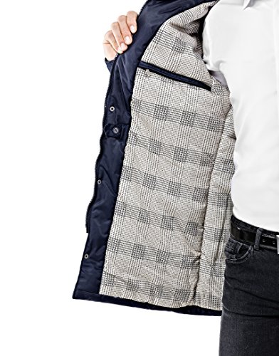 Vincenzo Boretti Chaquetón de Hombre para Invierno, Forrado Caliente y Suave, Incluso los Bolsillos y la Capucha Desmontable con Piel sintética, Elegantes Botones pespunteados Azul Oscuro L