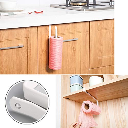 VINFUTUR 1pcs Colgador de Tazas+1pcs Soporte de Rollos Cocina+2pcs Ganchos Adhesivos Soportes para Colgar Utensilios de Cocina Debajo de Gabinete Armario sin Perforación