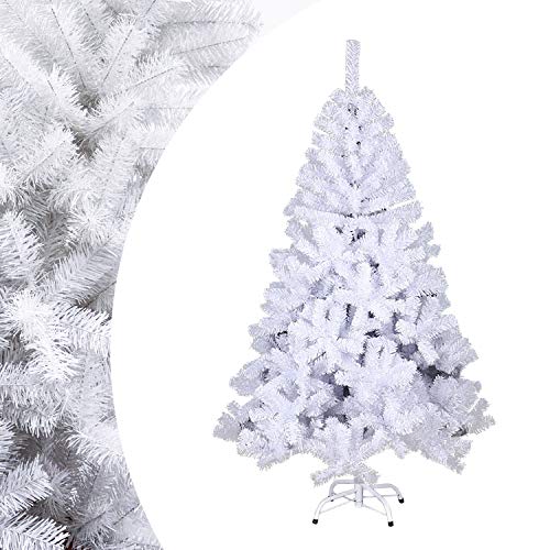 vingo Árbol de Navidad Artificial, 150cm Blanco Pino Arbol para Decoración Navideña Nevado de Picea, Aguja de Pino, con Soporte