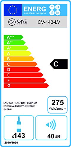 Vinoteca negra grande baldas giroscopicas 143 botellas CV-143LV