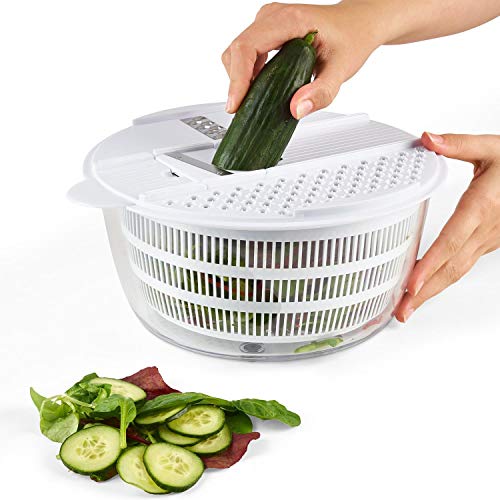 Vinsani cocina multifuncional centrifugador de lechuga (rallador de frutas y verduras cortador rallador en espiral