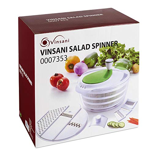 Vinsani cocina multifuncional centrifugador de lechuga (rallador de frutas y verduras cortador rallador en espiral