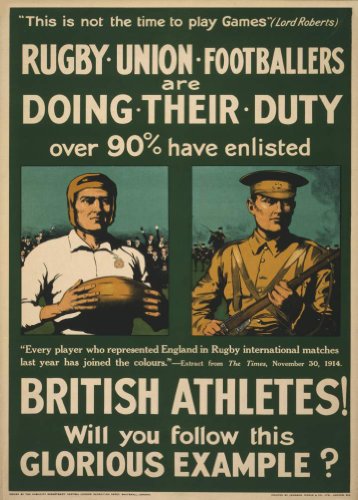 Vintage British WW1 1914-1918 Propaganda y Contratación RUGBY UNION los futbolistas están haciendo su deber. ¿CABINA DE TELÉFONO BRITÁNICA ATLETAS, SE YOU FOLLOW ESTA GLORIOSA POR EJEMPLO? 250gsm cuadro decorativo brillante A3 de póster