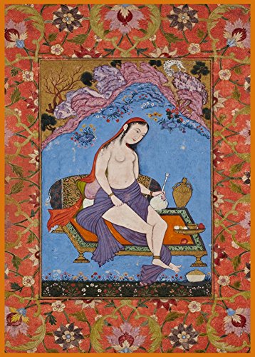 Vintage Islamic Art A SCANTILY CLAD WOMAN IN A PAISAJE, INDIA, Siglo XVII, 250 g/m², tarjeta de arte brillante, A3
