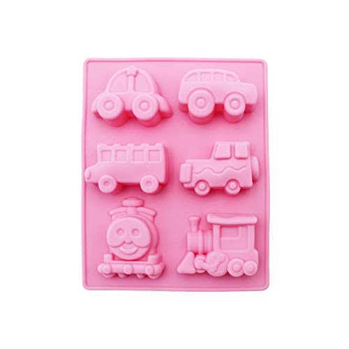 VIOYO Molde de Pastel con Forma de Coche y Tren Moldes antiadherentes de Silicona Mooncake Molde de 6 Agujeros Herramienta de pastelería de jabón Hecha a Mano