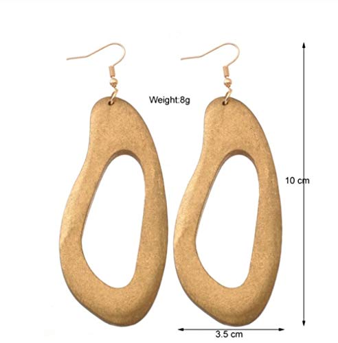 Virutas de Madera Dorada Geométrica Hueco Simple Pendientes Colgantes Boho Colgante Pendientes de Gota de Moda para Mujer Joyería