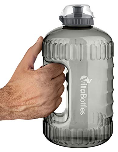 VitaBottles Gimnasio Fitness Botella para Beber 2.2 litros XXXL Libre de BPA Libre de DHEP Negro Deportes Botella para Beber Contenedor de Agua Galón de Agua