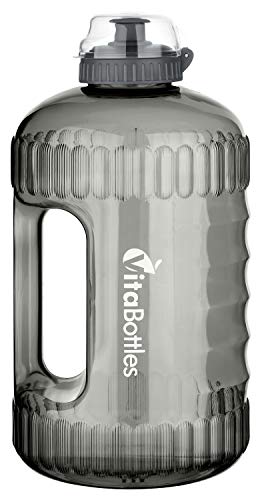 VitaBottles Gimnasio Fitness Botella para Beber 2.2 litros XXXL Libre de BPA Libre de DHEP Negro Deportes Botella para Beber Contenedor de Agua Galón de Agua