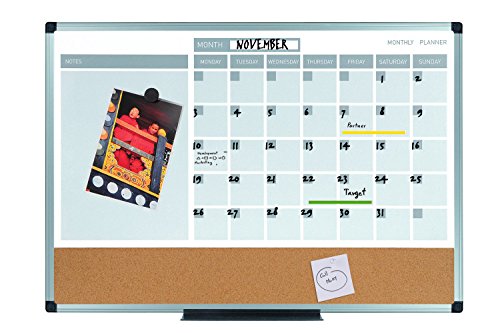 Vitrina 3 en 1 Calendario seco, color blanco 18" x 24"