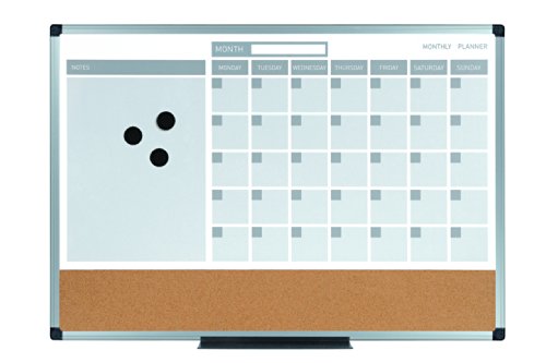 Vitrina 3 en 1 Calendario seco, color blanco 18" x 24"