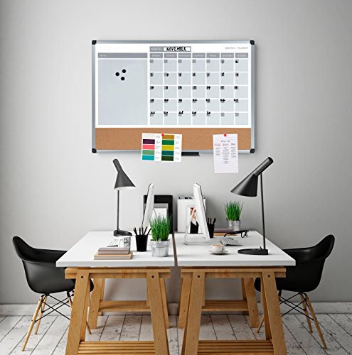 Vitrina 3 en 1 Calendario seco, color blanco 18" x 24"