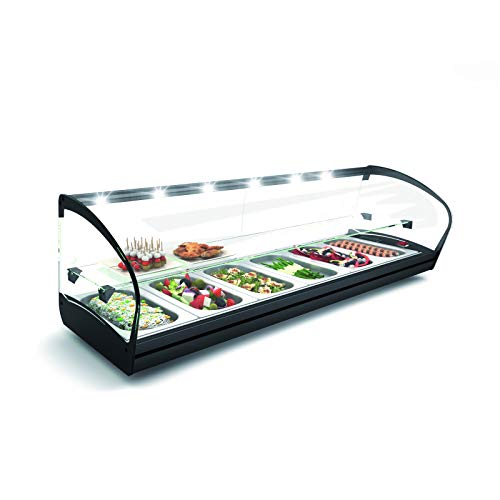 Vitrina de tapas refrigerada con 2 estantes, serie Shark – 1438 a 1788 mm – SAYL – 1788 mm 8 x GN 1/3