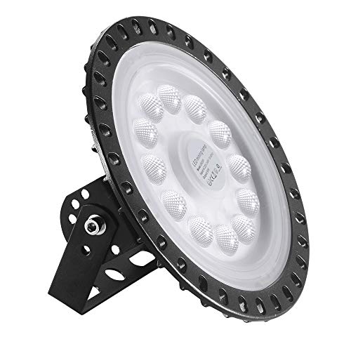 Viugreum 50W UFO LED Lámpara de Alta Bahía, Ultra Delgada Lámpara Industrial 5000LM,IP65, 6500K(Blanco Frío), Comercial Lámpara Alta Bahía,Iluminación para Garaje, Fábrica, Taller.