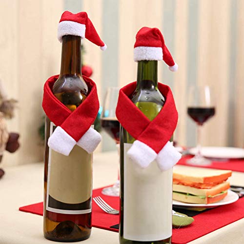 VIVILIAN - Juego de 10 botellas de vino de Navidad para botella de vino de Navidad, reutilizable, soporte de champán, decoración de Navidad, para el hogar, fiesta, cocina, mesa de hotel, bar