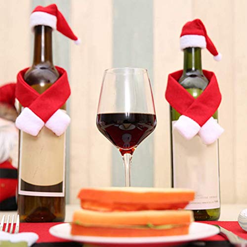 VIVILIAN - Juego de 10 botellas de vino de Navidad para botella de vino de Navidad, reutilizable, soporte de champán, decoración de Navidad, para el hogar, fiesta, cocina, mesa de hotel, bar