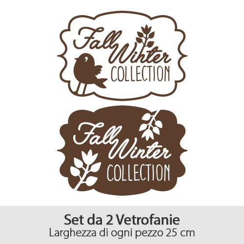 VNC0479 - Adhesivos murales - Fall Winter Collection - 2 vitrinas de 25 cm - Marrón - Vitrina para nueva colección, escaparates, tiendas, pegatinas, adhesivos