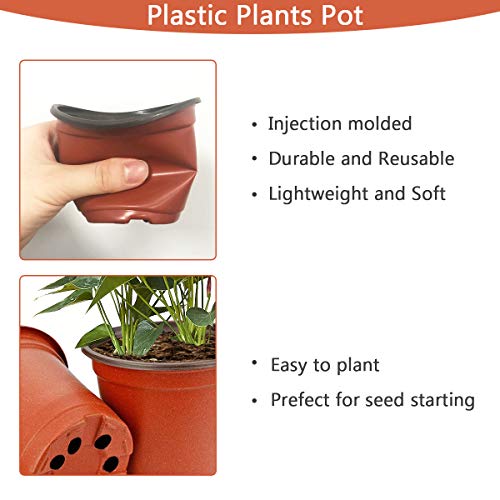 Vockvic 50 Piezas Macetas Plastico, Maceta Redonda de Seguro Pequeñas, Maceta de Semillas Multifuncional Portátil para Al Aire LibreJardín Plantas Plántulas 10 x 8cm