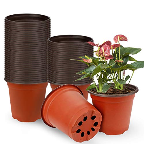 Vockvic 50 Piezas Macetas Plastico, Maceta Redonda de Seguro Pequeñas, Maceta de Semillas Multifuncional Portátil para Al Aire LibreJardín Plantas Plántulas 10 x 8cm