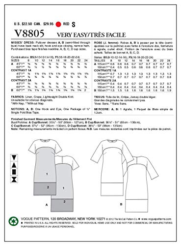 Vogue Patterns V8805 - Patrones de Costura para Vestidos de Mujer (Tallas 36 a 44)