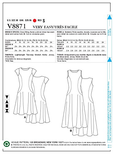 Vogue Patterns V8871 - Patrones de Costura para Vestidos de Mujer (Tallas 44 a 52)