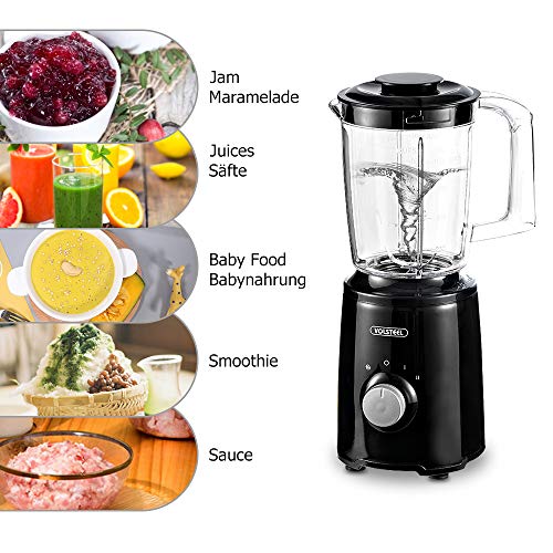 Volsteel Licuadora de Alto Rendimiento 9 en 1, 24000 U/Min, 300W para Smoothies, 2 velocidades, Recipiente de 1L, 4 Juegos de Cuchillas, 3 Botellas, Batidos, Mezcla, exprimidor y cítricos, sin BPA