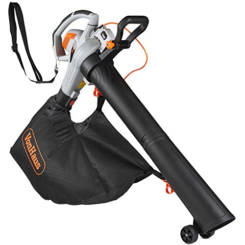 VonHaus Soplador Aspiradora de Hojas 3 en 1 de 3000W – Sopla, Aspira y Tritura Las Hojas - Bolsa de 45 litros – Ajustes de Velocidad Variable de 8000-14000RPM – 15: 1 Radio de Cobertura