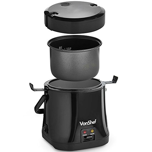 VonShef - Vaporizador de arroz con olla antiadherente y operación con un solo toque - Arroz perfecto en minutos para una o dos personas - 0,3 l, 200 W