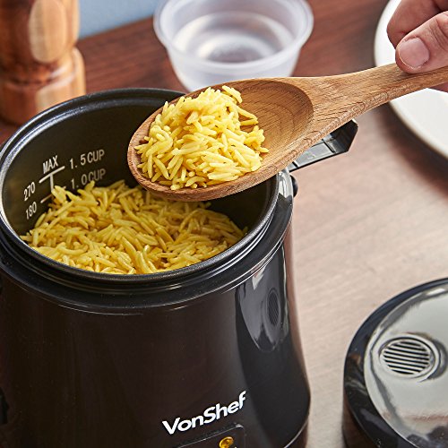 VonShef - Vaporizador de arroz con olla antiadherente y operación con un solo toque - Arroz perfecto en minutos para una o dos personas - 0,3 l, 200 W