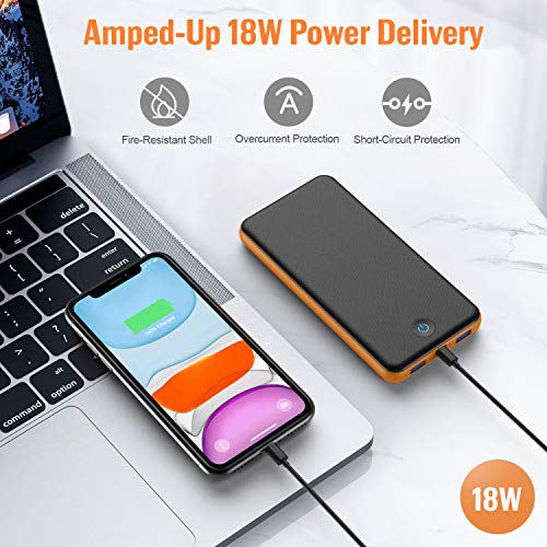 VOOE 18W Batería Externa 26800mAh [PD & QC 3.0 Carga Rápida] Power Bank con 3 Salidas USB y 2 Entradas [Doble Tipo C Puerto] Cargador Portátil Móvil para Smartphones Tabletas y Más