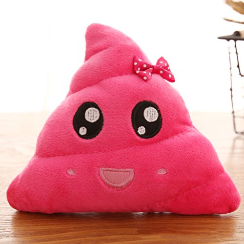 VORCOOL Cojin Emoticono Caca Peluche Almohada Emoticono Sonriente Suave 20cm (Flor Rosa)