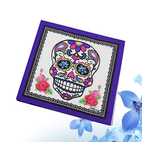 VOSAREA 20 Hojas/Paquete servilletas Calavera servilletas del día de los Muertos servilletas de cóctel servilletas de Papel Desechables de Halloween