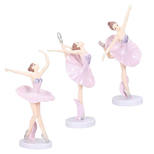 Vosarea - Bailarinas, figuras de niñas bailarinas, decoración de ballet, adorno de niñas para escritorio, oficina, Navidad, regalo de año nuevo, 3 unidades (blanco)