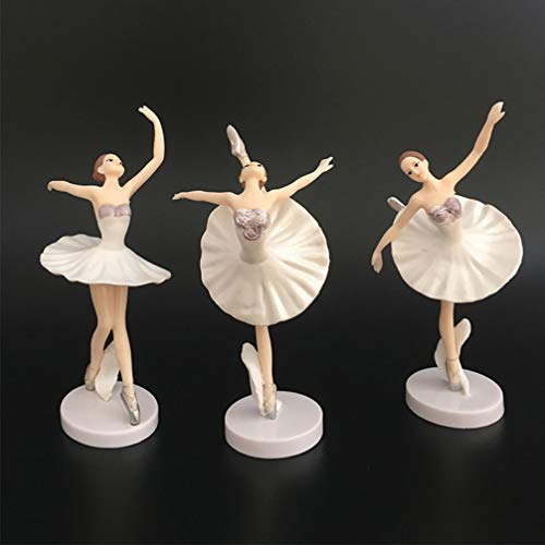 Vosarea - Bailarinas, figuras de niñas bailarinas, decoración de ballet, adorno de niñas para escritorio, oficina, Navidad, regalo de año nuevo, 3 unidades (blanco)