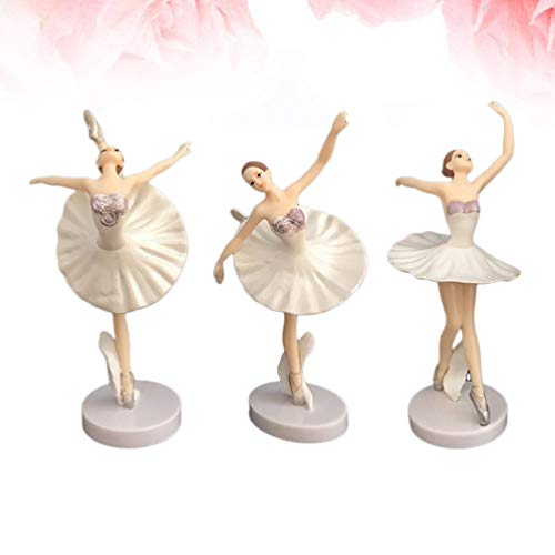 Vosarea - Bailarinas, figuras de niñas bailarinas, decoración de ballet, adorno de niñas para escritorio, oficina, Navidad, regalo de año nuevo, 3 unidades (blanco)