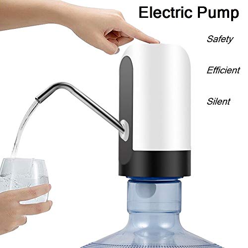 VOSAREA Dispensador de Bomba de Agua Recargable Dispensador Eléctrico Succión Dispositivo Universal Suministro de Agua para Botella de Oficina Hogar con Carga USB Blanco